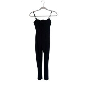 Urban Outfitters Black Ribbed Spaghetti Strap‎ Jumpsuit Size XS